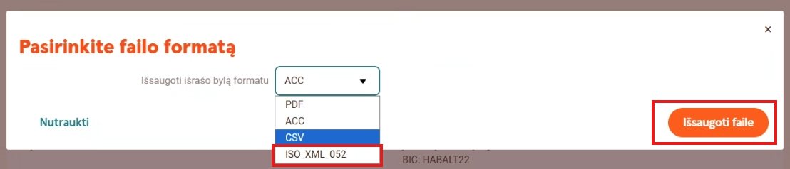 SEB banko išrašas xml formatu